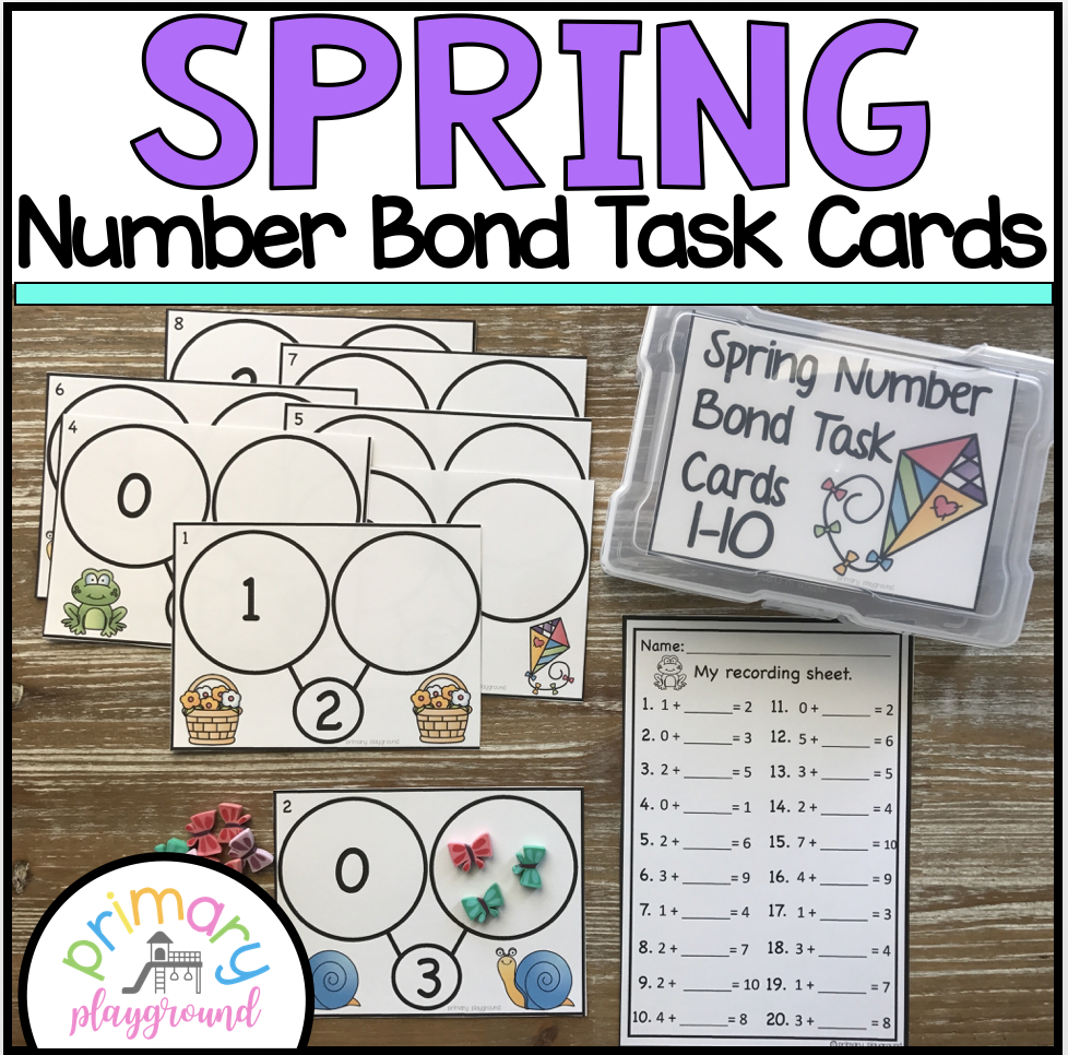 Spring Number Bond Task Cards 1-10 - Primary Playground